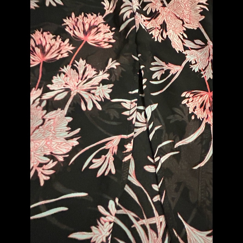 NEW EXPRESS Boho V-Neck Floral Kimono Style Maxi Dress w/ Slit Black Pink White - Picture 11 of 14